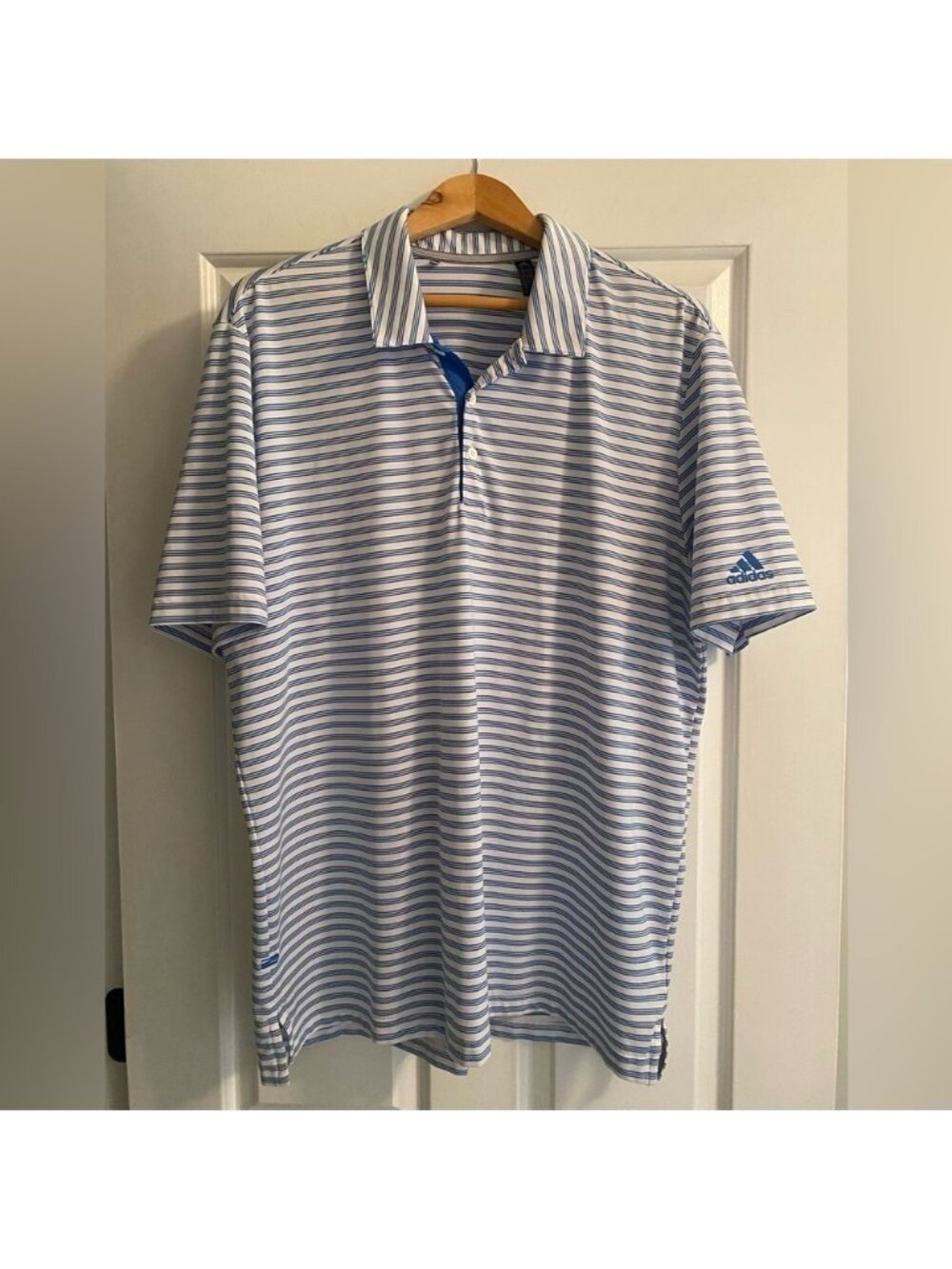 Adidas Men’s Striped Performance Golf Polo Size L